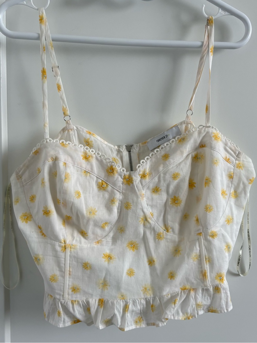 Forever 21 White and Yellow Floral Corset